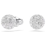 Dextera stud earrings Round cut, White, Rhodium plated