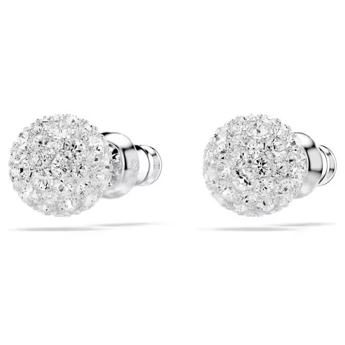 Dextera stud earrings Round cut, White, Rhodium plated