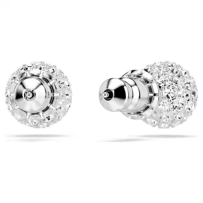 Dextera stud earrings Round cut, White, Rhodium plated