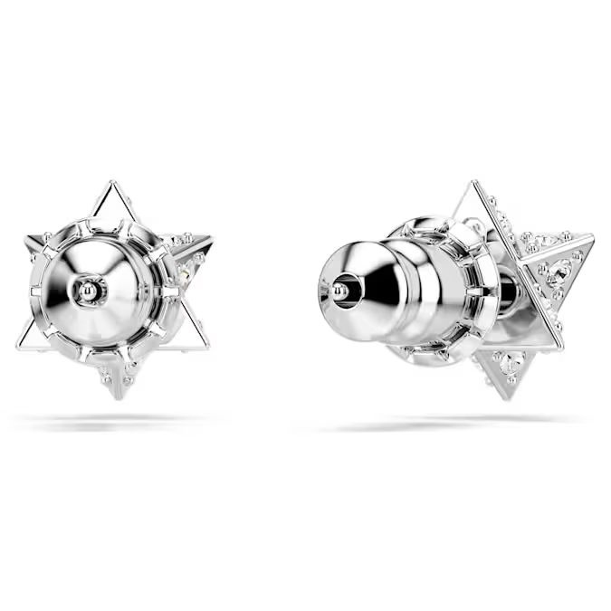 Dextera stud earrings Round cut, Star, White, Rhodium plated