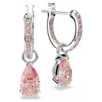 Attract drop earrings Pear cut, Pink, Rhodium plated