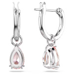 Attract drop earrings Pear cut, Pink, Rhodium plated