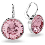 Bella drop earrings Round cut, Pink, Rhodium plated