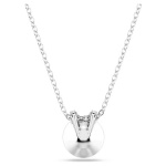 Bella V pendant Round cut, Blue, Rhodium plated