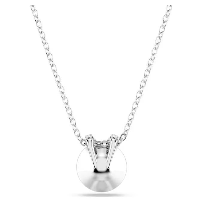 Bella V pendant Round cut, Blue, Rhodium plated