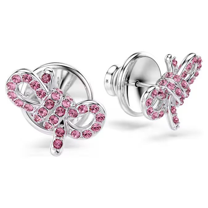 Lifelong Bow stud earrings Bow, Pink, Rhodium plated