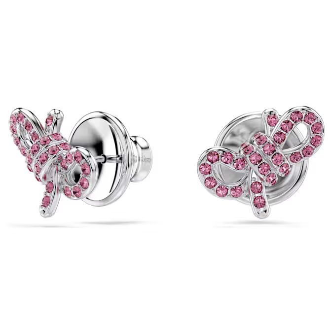 Lifelong Bow stud earrings Bow, Pink, Rhodium plated