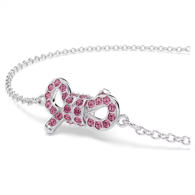 Lifelong Bow bracelet Bow, Pink, Rhodium plated