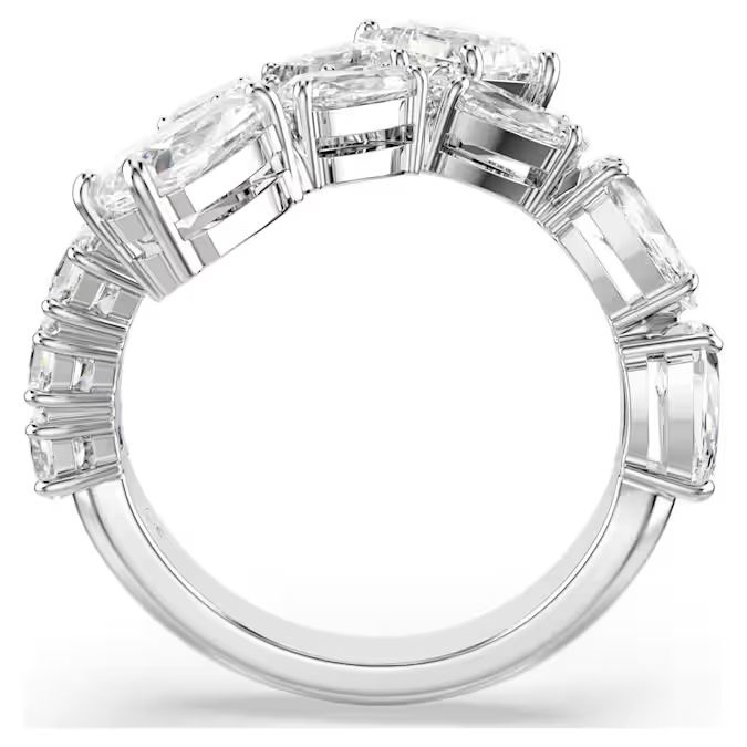 Matrix ring Mixed cuts, White, Rhodium plated