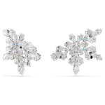 Idyllia clip earrings Mixed cuts, Half snowflake, White, Rhodium plated