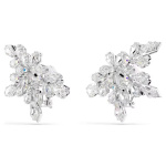 Idyllia clip earrings Mixed cuts, Half snowflake, White, Rhodium plated