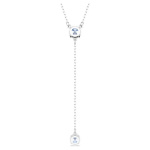 Attract Y necklace Round cut, Blue, Rhodium plated