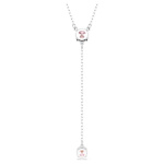 Attract Y necklace Round cut, Pink, Rhodium plated