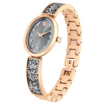 Crystal Rock Oval watch Swiss Made, Crystal bracelet, Gray, Rose gold-tone finish