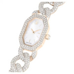 Dextera Chain watch Swiss Made, Crystal bracelet, White, Champagne gold-tone finish