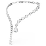 Matrix open necklace Mixed cuts, White, Rhodium plated