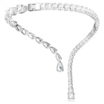 Matrix open necklace Mixed cuts, White, Rhodium plated