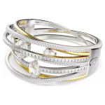 Hyperbola bangle Mixed cuts, White, Mixed metal finish