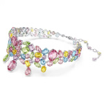 Gema choker Mixed cuts, Multicolored, Rhodium plated