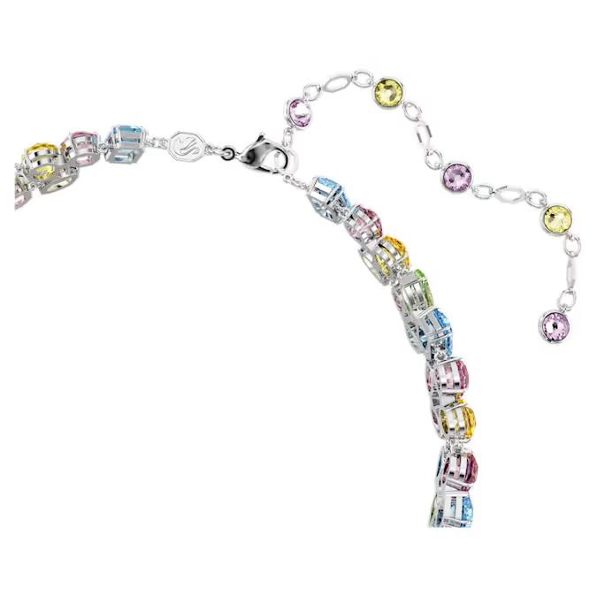 Gema choker Mixed cuts, Multicolored, Rhodium plated