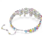 Gema choker Mixed cuts, Multicolored, Rhodium plated