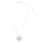 Idyllia pendant and brooch Mixed cuts, Snowflake, White, Rhodium plated