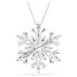 Idyllia pendant and brooch Mixed cuts, Snowflake, White, Rhodium plated