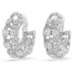 Constella clip earrings Round cut, White, Rhodium plated