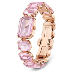 Watch Octagon cut bracelet, Pink, Rose gold-tone finish