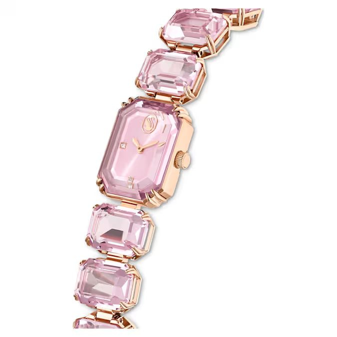 Watch Octagon cut bracelet, Pink, Rose gold-tone finish