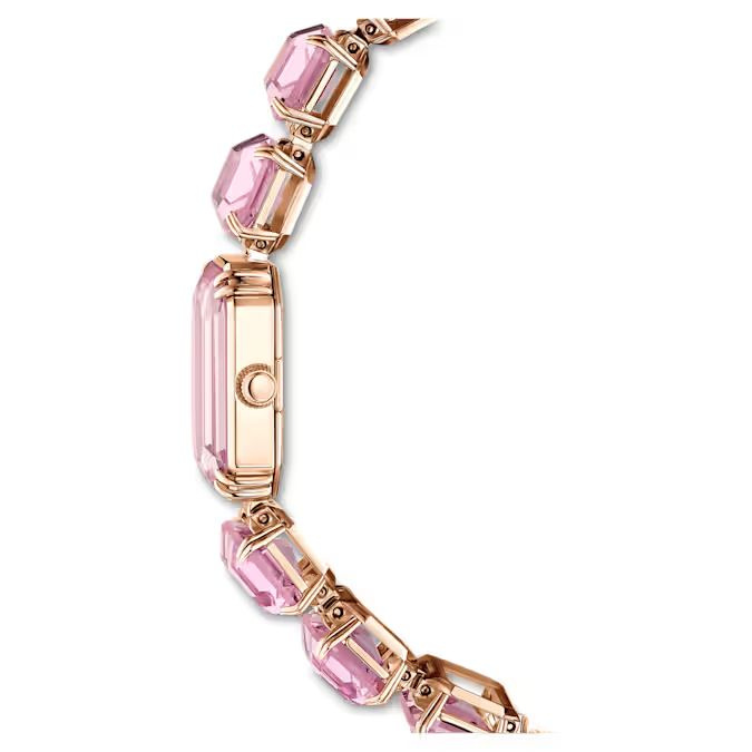 Watch Octagon cut bracelet, Pink, Rose gold-tone finish