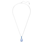 Millenia pendant Octagon cut, Blue, Rhodium plated