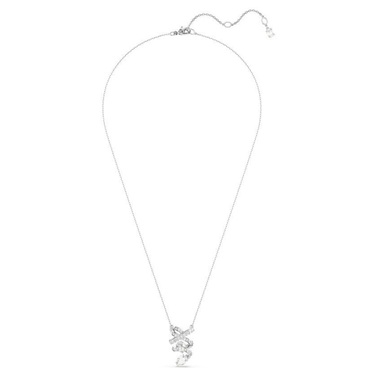 Hyperbola pendant Mixed cuts, White, Rhodium plated