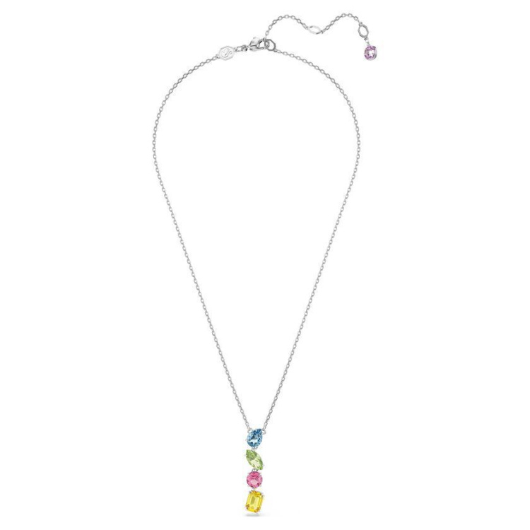 Gema Y pendant Mixed cuts, Multicolored, Rhodium plated