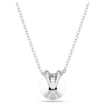 Bella V pendant Round cut, Pink, Rhodium plated