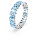 Matrix ring Baguette cut, Blue, Rhodium plated