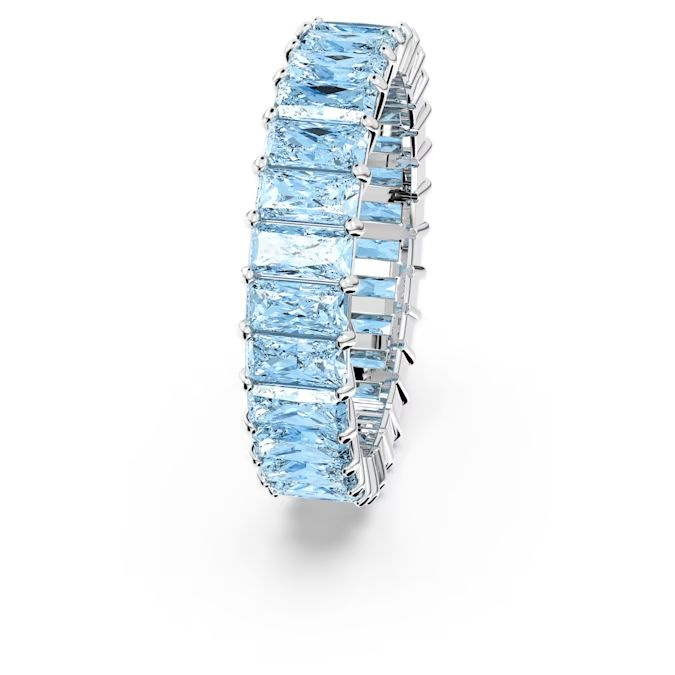 Matrix ring Baguette cut, Blue, Rhodium plated