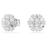 Idyllia stud earrings Mixed cuts, Snowflake, White, Rhodium plated