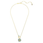 Idyllia pendant Mixed cuts, Flower, Blue, Gold-tone plated