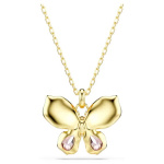 Idyllia pendant Mixed cuts, Pavé, Butterfly, Multicolored, Gold-tone plated