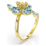 Idyllia open ring Mixed cuts, Flower, Blue, Gold-tone plated