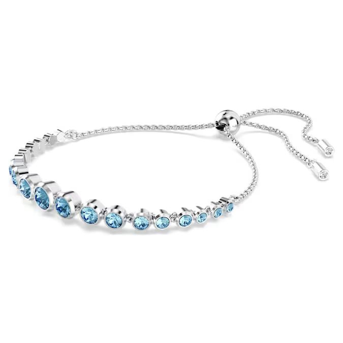 Imber Tennis bracelet Mixed round cuts, Blue, Rhodium plated