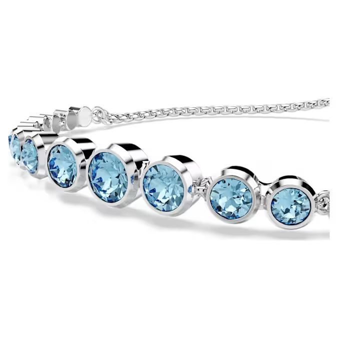 Imber Tennis bracelet Mixed round cuts, Blue, Rhodium plated