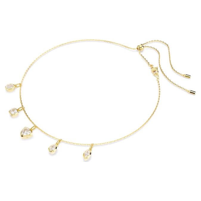 Imber necklace Mixed cuts, White, Gold-tone plated