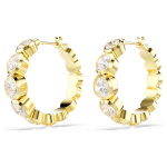 Imber hoop earrings Round cut, White, Gold-tone plated