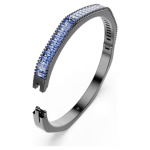 Matrix bangle Baguette cut, Blue, Ruthenium plated