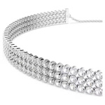 Matrix Tennis choker Round cut, White, Rhodium plated