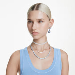 Matrix Tennis choker Round cut, White, Rhodium plated