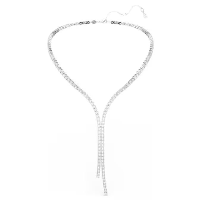 Matrix Y necklace Round cut, White, Rhodium plated