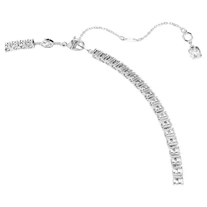 Matrix Y necklace Round cut, White, Rhodium plated